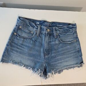 J. Crew Blue Jean Shorts with Distressed Hem